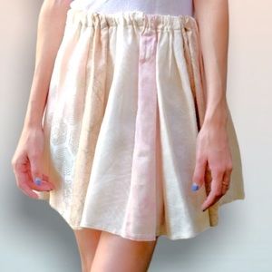 Custom Made Kimono Print Flared Pleated Mini Skirt